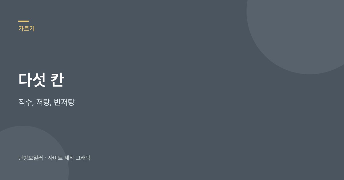 직수식 저탕식 반저탕을 대기 초와 탱크 자리로 가르라는 안내