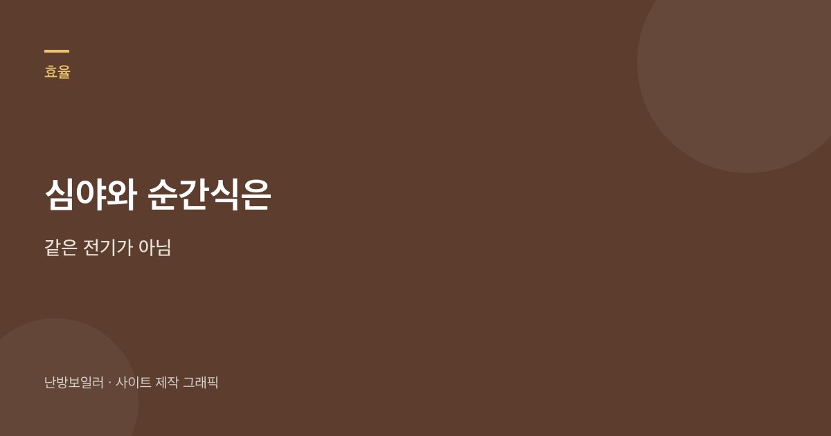 심야 축열과 순간식 전기를 같은 견적으로 묶지 말라는 안내