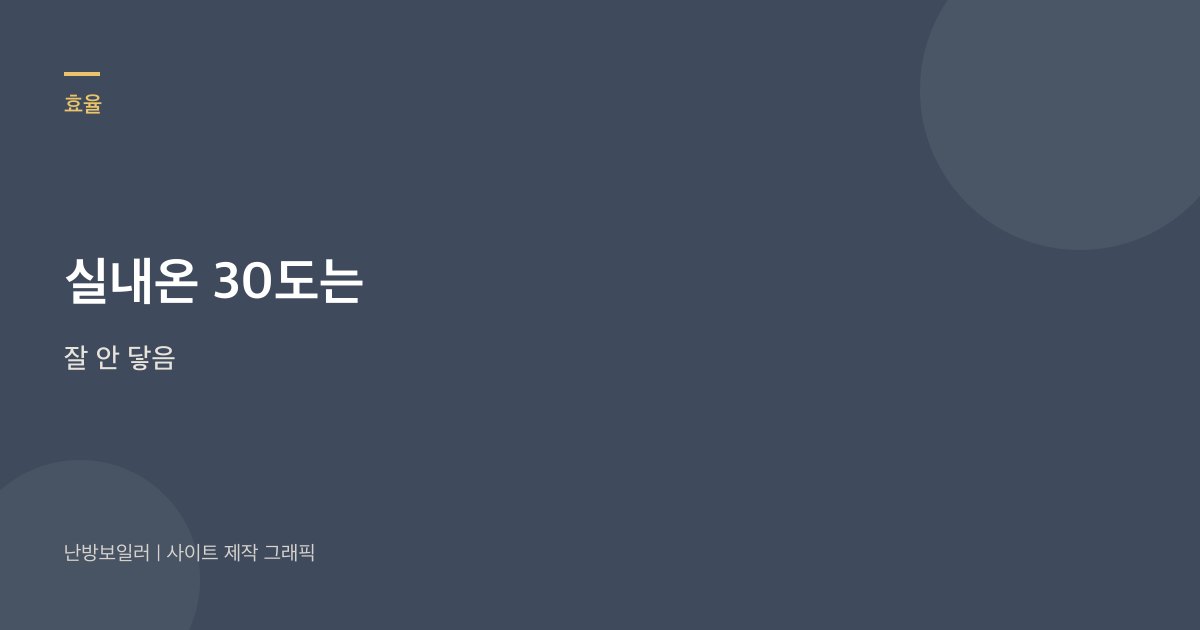 실내온 30도는 대부분의 집에서 잘 안 닿아 불이 오래 유지된다는 안내
