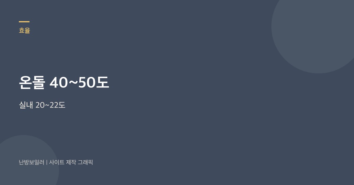 온돌은 40에서 50도, 실내온은 20에서 22도가 출발이라는 안내