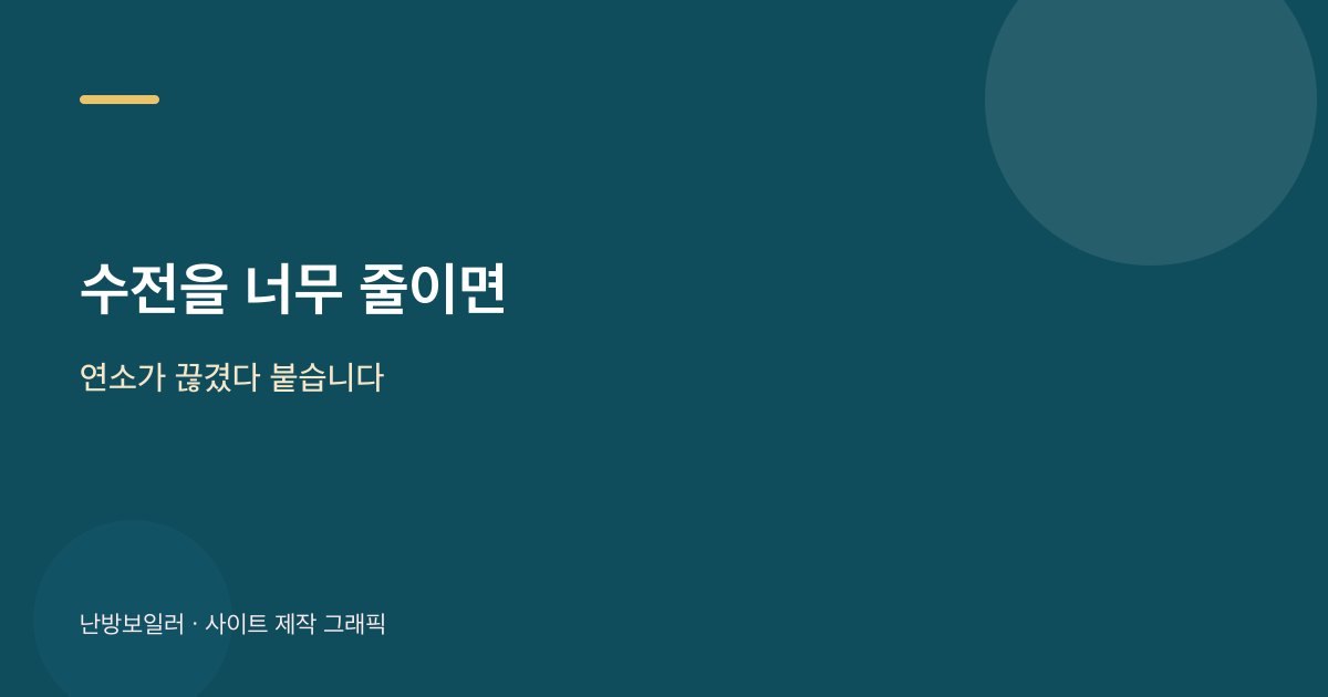 수전을 너무 줄이면 보일러 연소가 끊겼다 붙는 현상