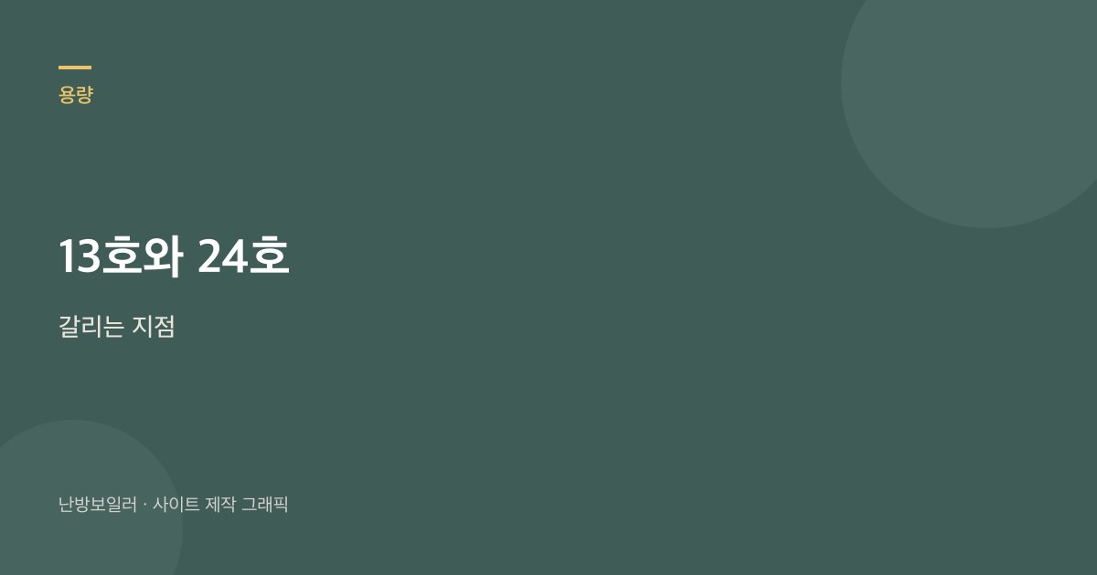 13호와 24호가 평수와 욕실, 단열에서 갈린다는 안내