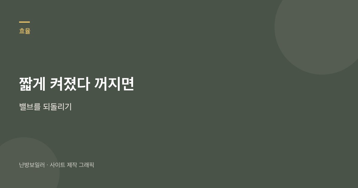 짧게 켜졌다 꺼지면 밸브를 되돌리라는 안내
