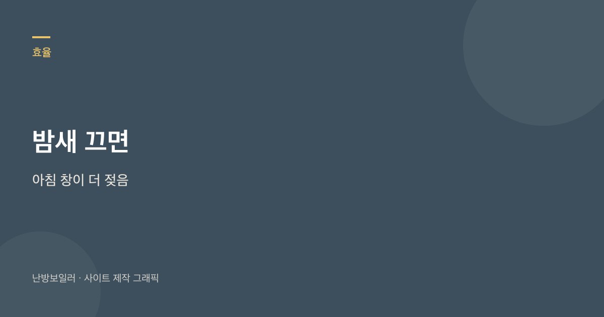 밤새 전원을 끄면 아침 창이 더 젖는다는 안내